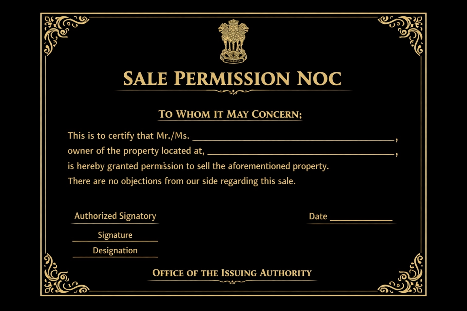Sale Permission NOC certificate